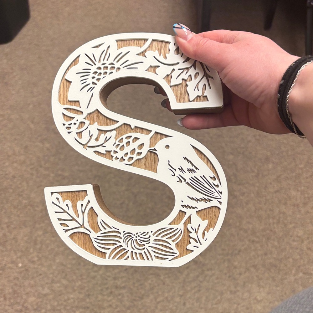 T.J.Maxx Wooden Letter S with Natural Grain